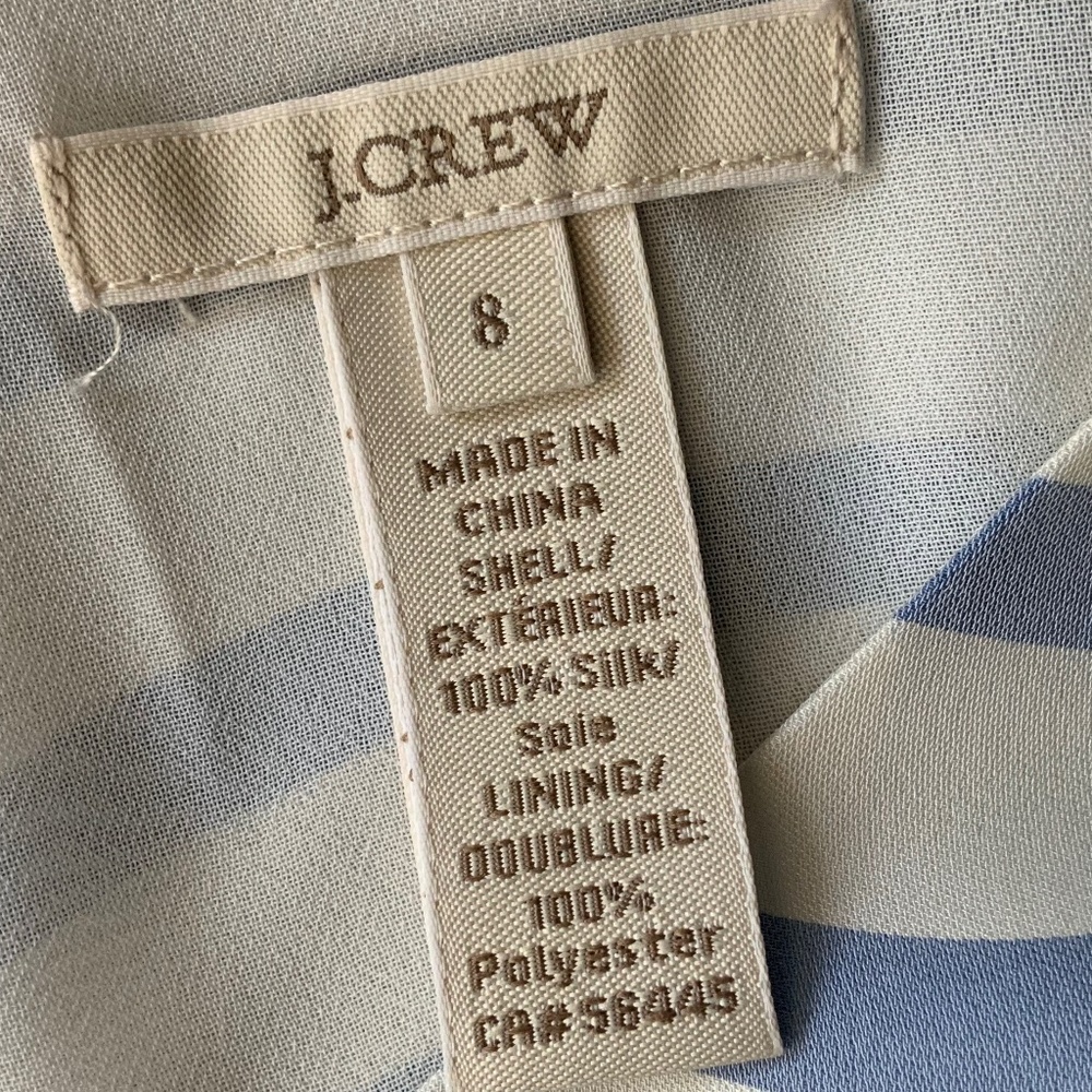J Crew NWOT Light Blue White Striped Silk Sleeveless Lined Shell Top SZ 8 - Picture 7 of 11